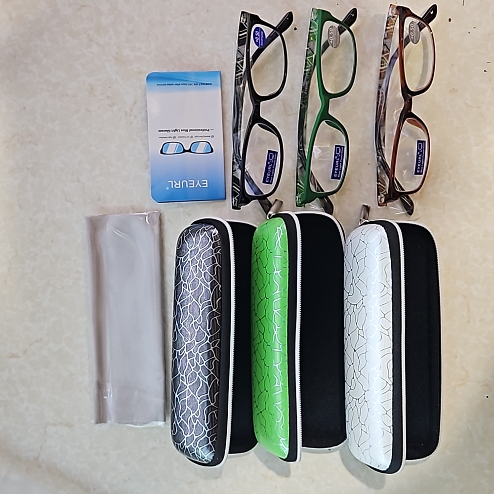 3 Pack Fashion Reading Glasses for Women - Blue Light Blocking